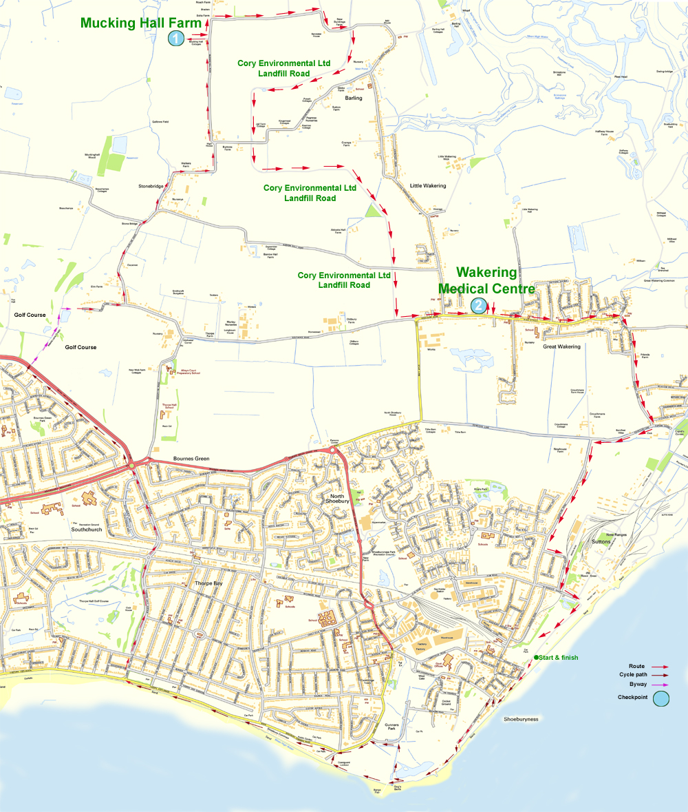 Map of Southend Bikeathon